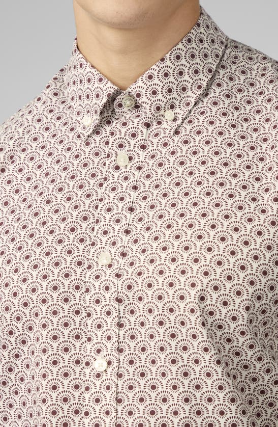 Shop Ben Sherman Deco Print Short Sleeve Button-down Shirt In Red