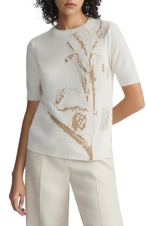 Lafayette 148 New York Floral Intarsia Cashmere Sweater Cloud Multi at Nordstrom,