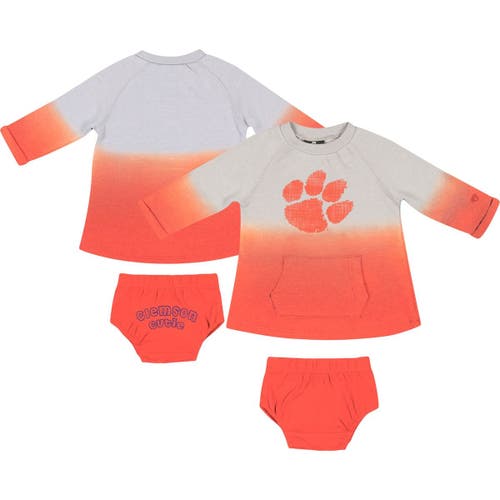 Newborn & Infant Colosseum Gray/Orange Clemson Tigers Hand in Hand Ombre Dress & Bloomers Set