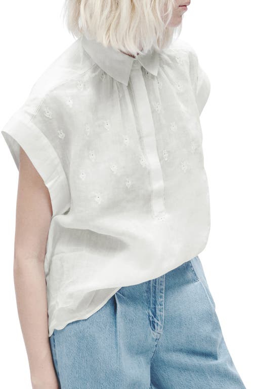 Rag & Bone Robin Embroidered Top White In White