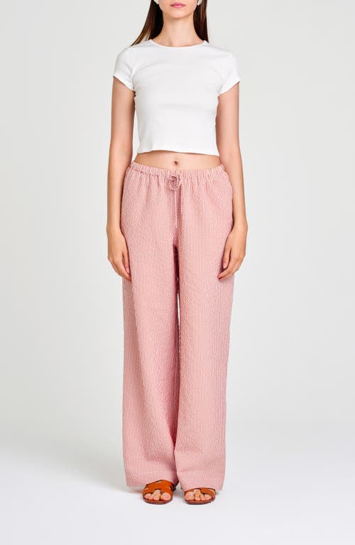 Shop Wayf Cooper Stripe Seersucker Wide Leg Drawstring Pants In Amber Seersucker