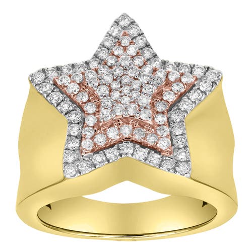 Luvmyjewelry Star Studded Bling 14k Yellow Gold Two Tone  Star Ring In 14k Yellow Gold