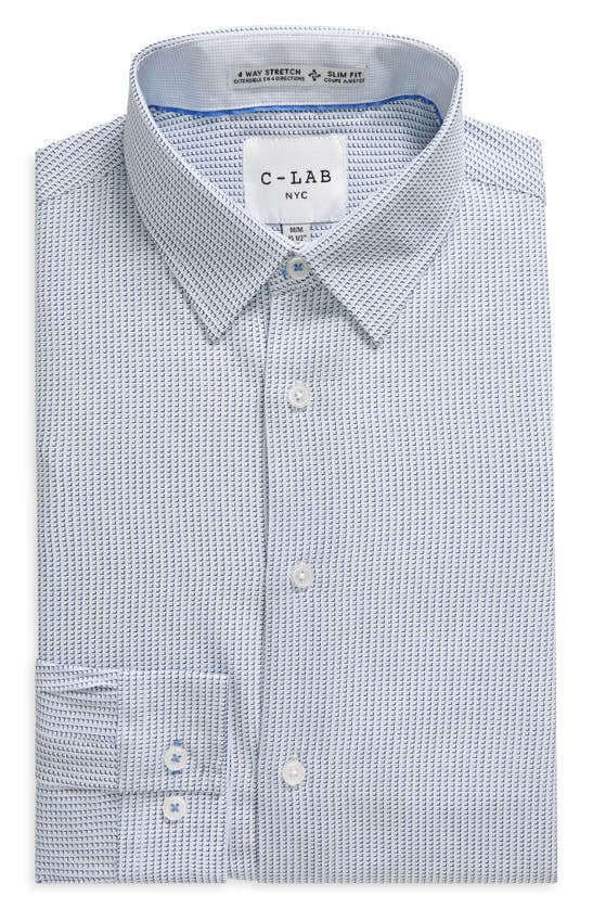 C-lab Nyc Long Sleeve Slim Fit Stretch Shirt In Blue 40
