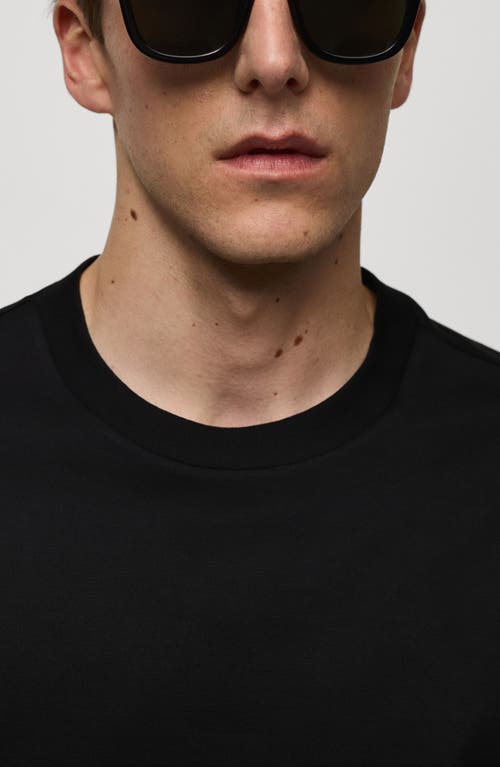 Shop Mango Slim Fit Cotton T-shirt In Black