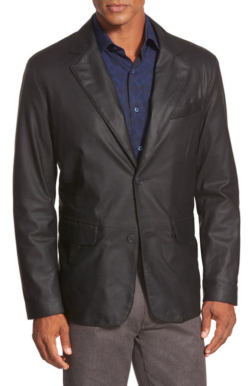 Remy Leather 'lite' Button Blazer In Peat/rustic