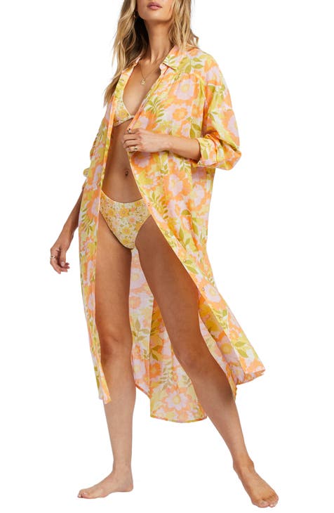 LYHNMW Women Beach Cover Up Roll-Up Sleeve Button Down Shirts Bathing Suit Cover Up Beachwear Swimsuit Covers