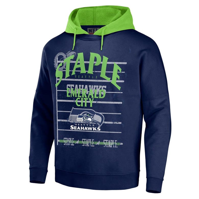 Staple Nfl X Navy Seattle Seahawks Throwback Vintage Wash Pullover