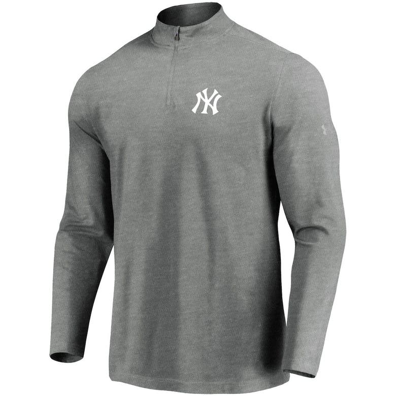 Under Armour Heathered Gray New York Yankees Passion Performance Tri-blend  Quarter-zip Pullover Jack In Heather Gray