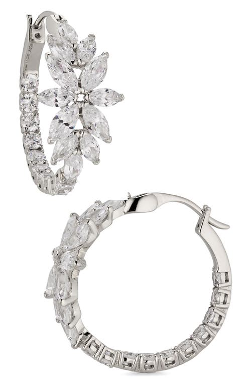 Midsommer Cubic Zirconia Hoop Earrings in Rhodium