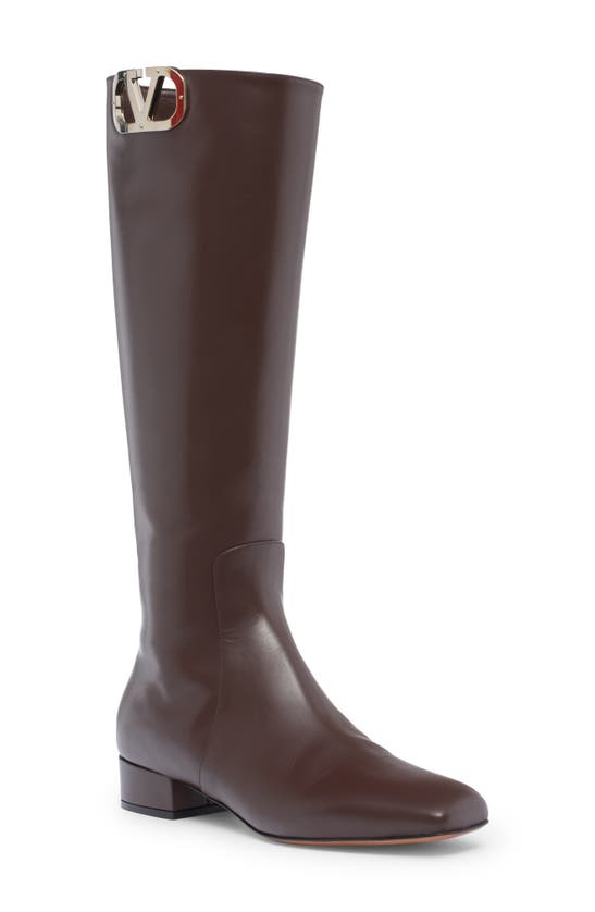Valentino Low-heeled Zippered Boots In Cacao