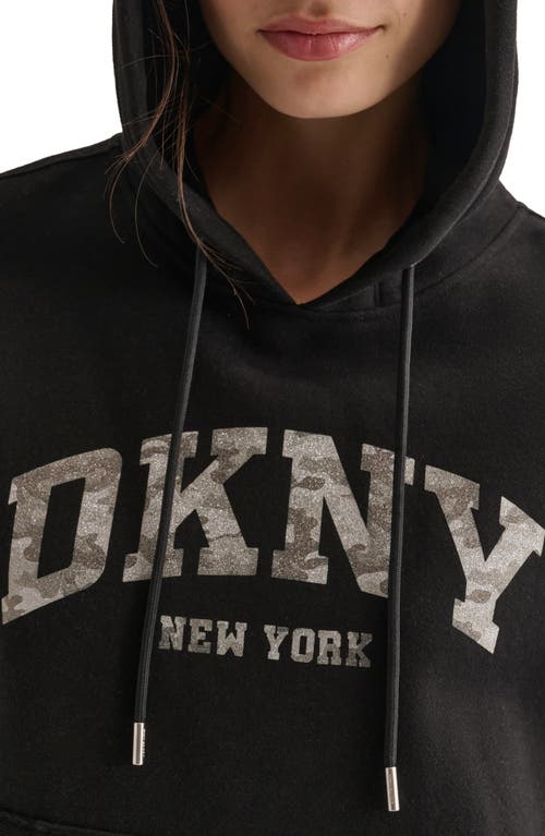 Shop Dkny Varsity Camo Logo Hoodie In Black