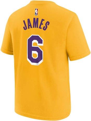 LeBron James Los Angeles Lakers Nike Youth Logo Name & Number Performance  T-Shirt - Gold