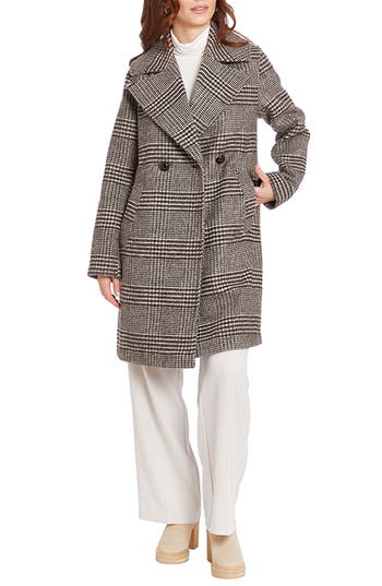 Shop Frye Plaid Water Resistant Double Breasted Coat In Brown Plaid