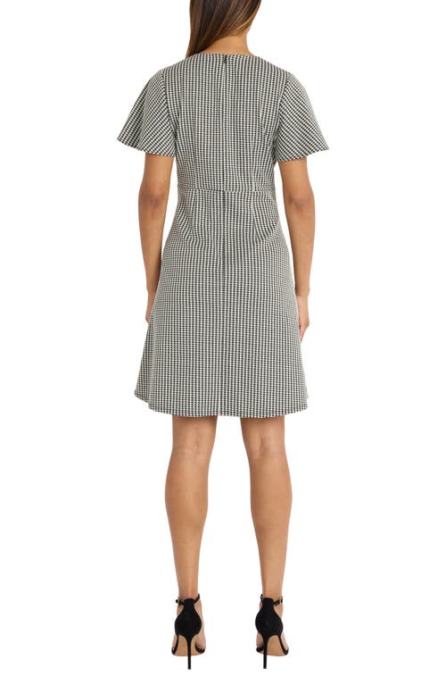 Maggy London Houndstooth Knot Minidress In Black/white