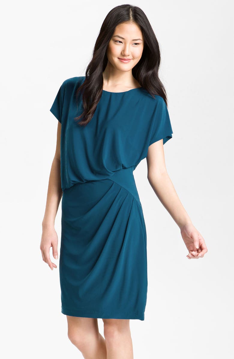 Adrianna Papell Side Drape Blouson Jersey Dress (Plus) | Nordstrom