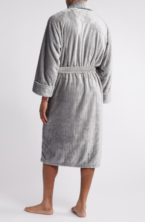 Shop Daniel Buchler Mosaic Texture Fleece Robe In Grey