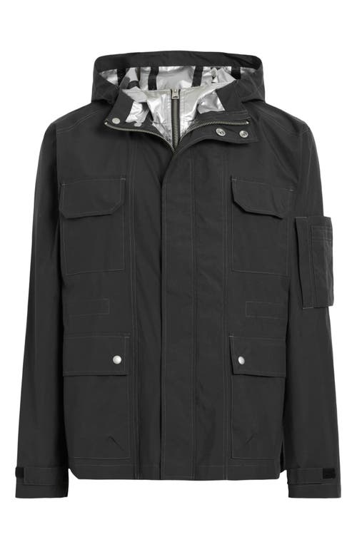 Shop Allsaints Tycho Water Repellent Hooded Utility Jacket In Black/silver