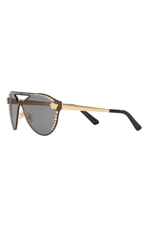 Shop Versace 42mm Shield Sunglasses In Gold/dark Grey