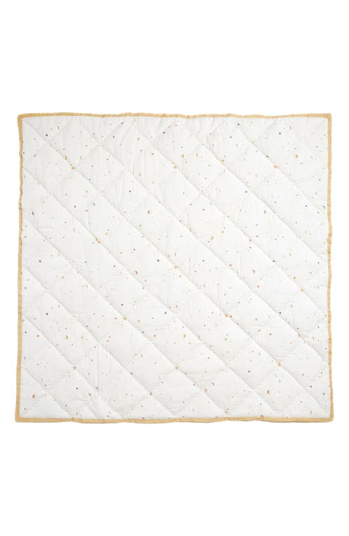 Pehr Reversible Quilted Organic Cotton Blanket In Ivory/marigold