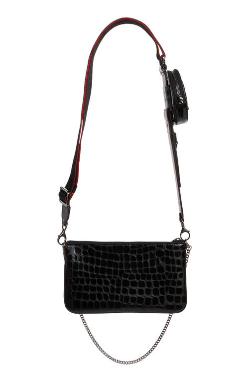 Shop Christian Louboutin Loubila Hybrid Croc Embossed Leather Pouch Crossbody Bag In Cm53 Black/black