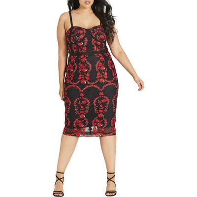Plus Size City Chic Dolce Rose Embroidered Corset Dress