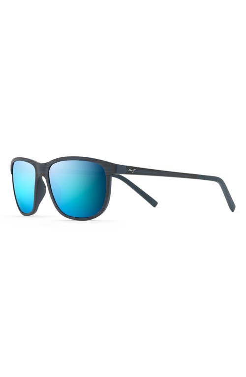 Maui Jim Lele Kawa 58mm Polarized Square Sunglasses In Dark Navy Stripe/blue Hawaii
