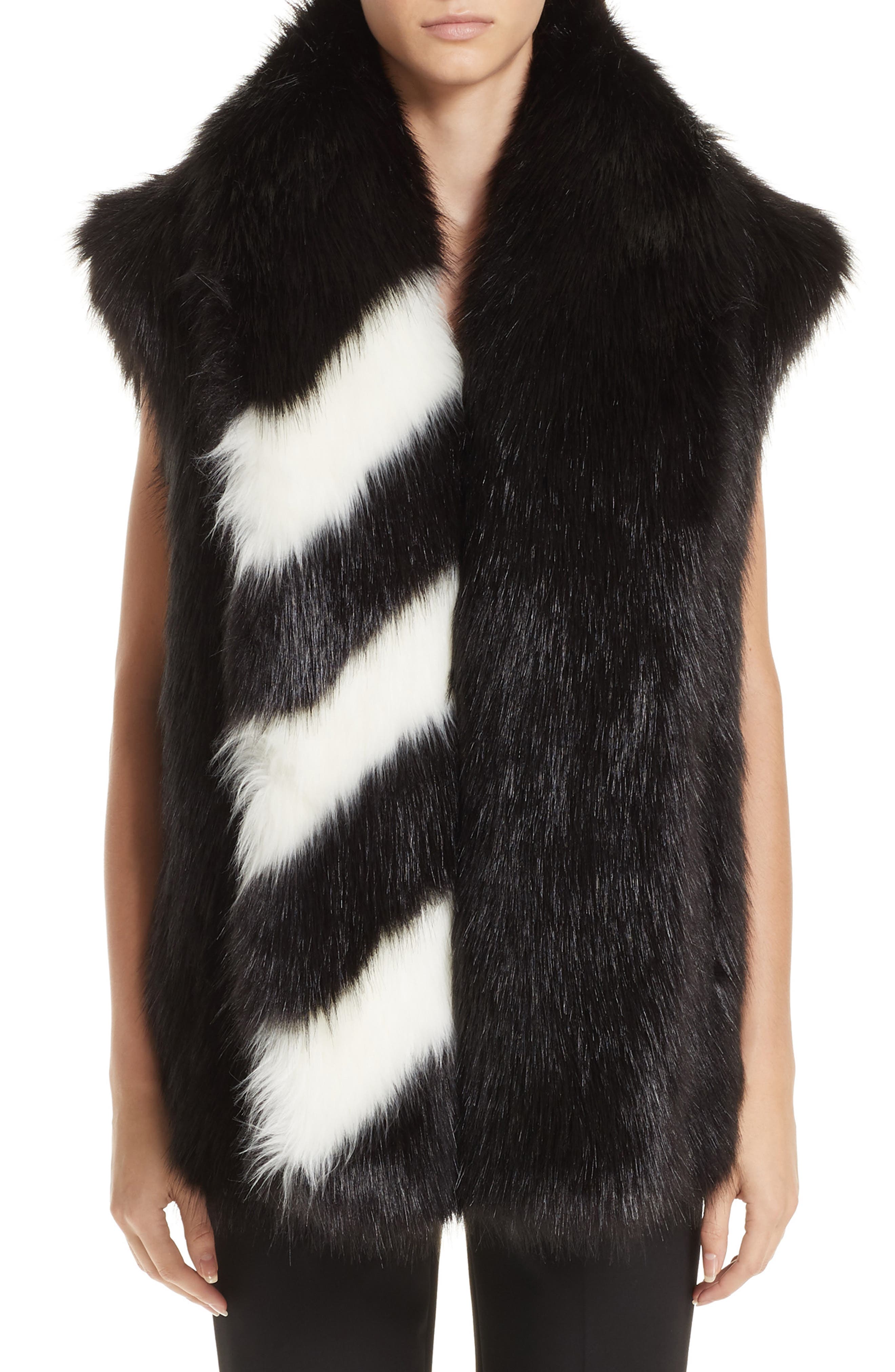 white faux fur gilet