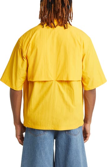 Checks Short Sleeve Nylon Snap-Up Fishing Shirt in Marigold