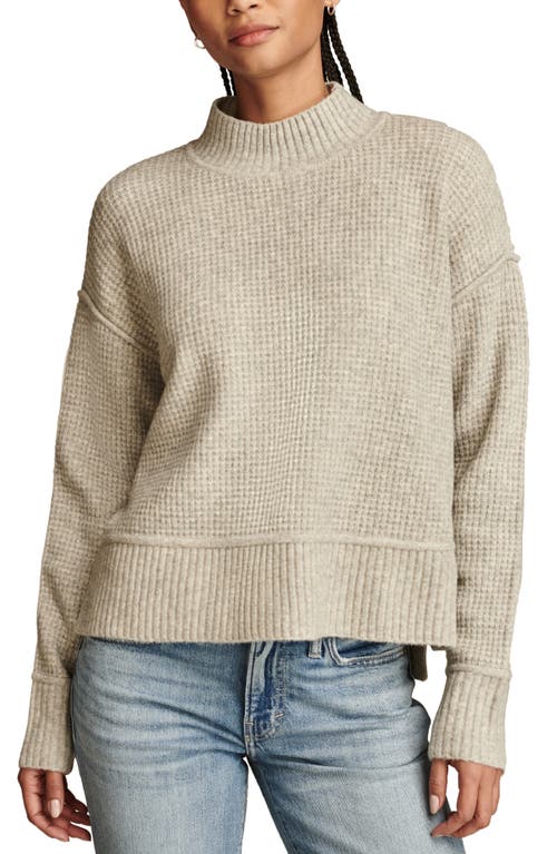 Shop Lucky Brand Waffle Stitch Mock Neck Sweater In Light Heather Grey