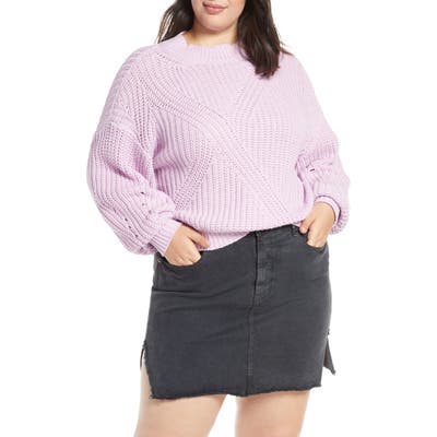 Plus Size Bp. Traveling Stitch Sweater, Purple