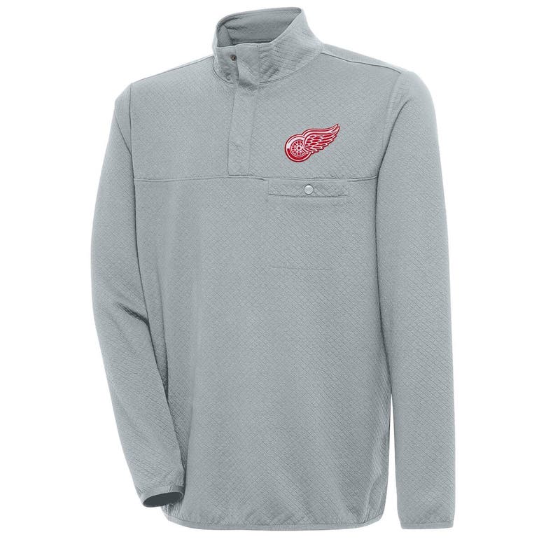 Shop Antigua Gray Detroit Red Wings Streamer Quarter-snap Pullover Jacket