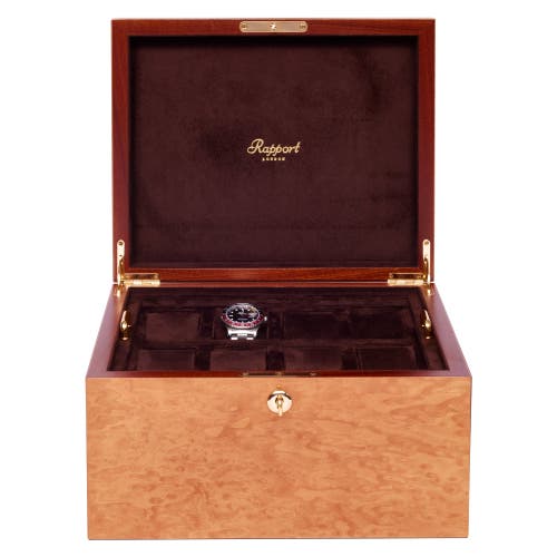 Rapport London Heritage Sixteen Watch Box In Burr Walnut