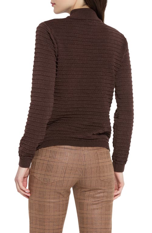 Shop Lyssé Smocked Mock Neck Sweater In Dark Mocha