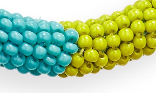 Deepa Gurnani Nixie Two-tone Bead Hoop Earrings In Chartreuse