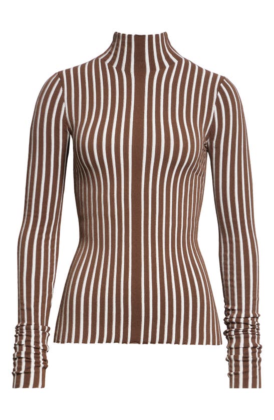 Shop Interior The Ridley Stripe Turtleneck Top In Cacao