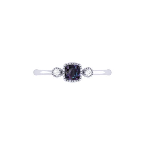 Shop Luvmyjewelry Cushion Cut Alexandrite & Diamond Birthstone Ring In White Gold