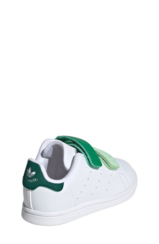 Shop Adidas Originals Kids' Stan Smith Comfort Closure Sneaker In White/ Green/ White