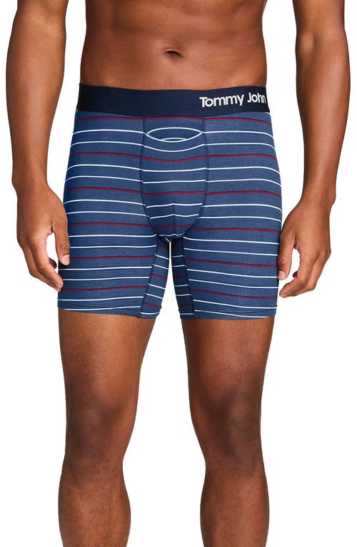 Shop Tommy John Cool Cotton Blend Boxer Briefs In Americana Simple Stripe