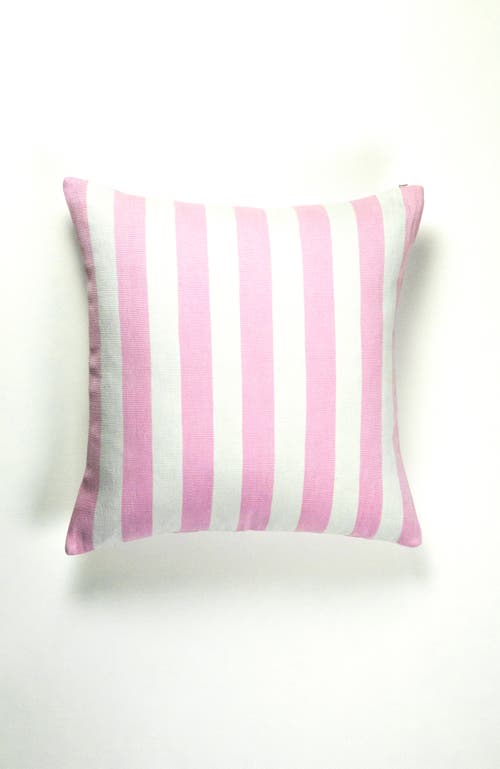 Shop Archive New York Cabana Stripe Handwoven Cotton Throw Pillow In Pink