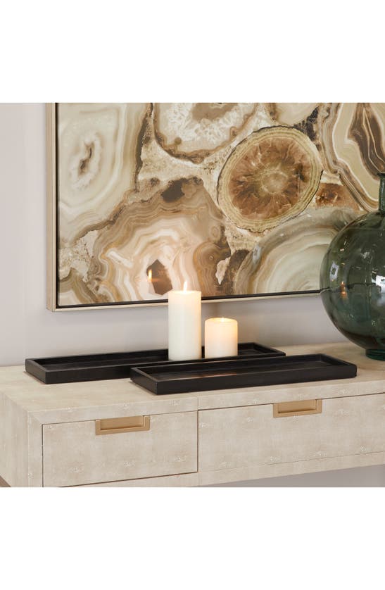 Vivian Lune Home Set Of 2 Marble Trays In Black