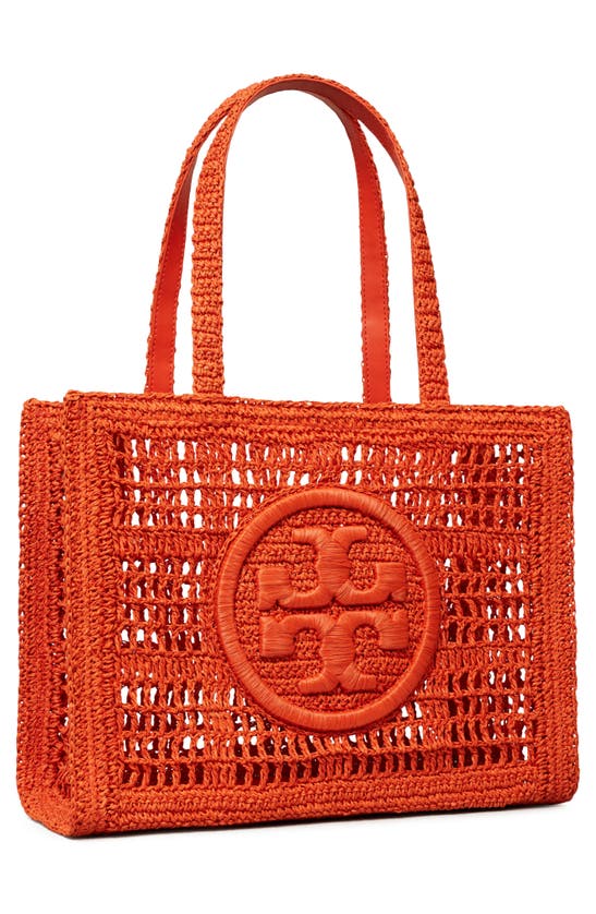 Shop Tory Burch Ella Small Hand Crochet Tote In Poppy Red