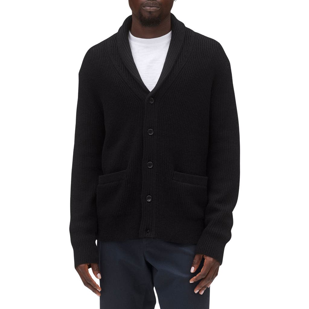 Reigning Champ Vinnie Wool Shawl Collar Cardigan in Black