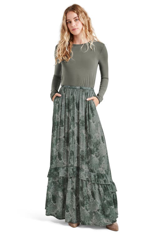 Shop Splendid Linsey Floral Print Tiered Maxi Skirt In Evergreen Floral