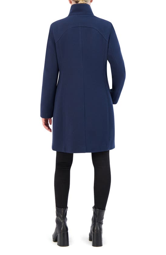 Cole Haan Signature Wool Blend Twill Full-zip Coat In Navy