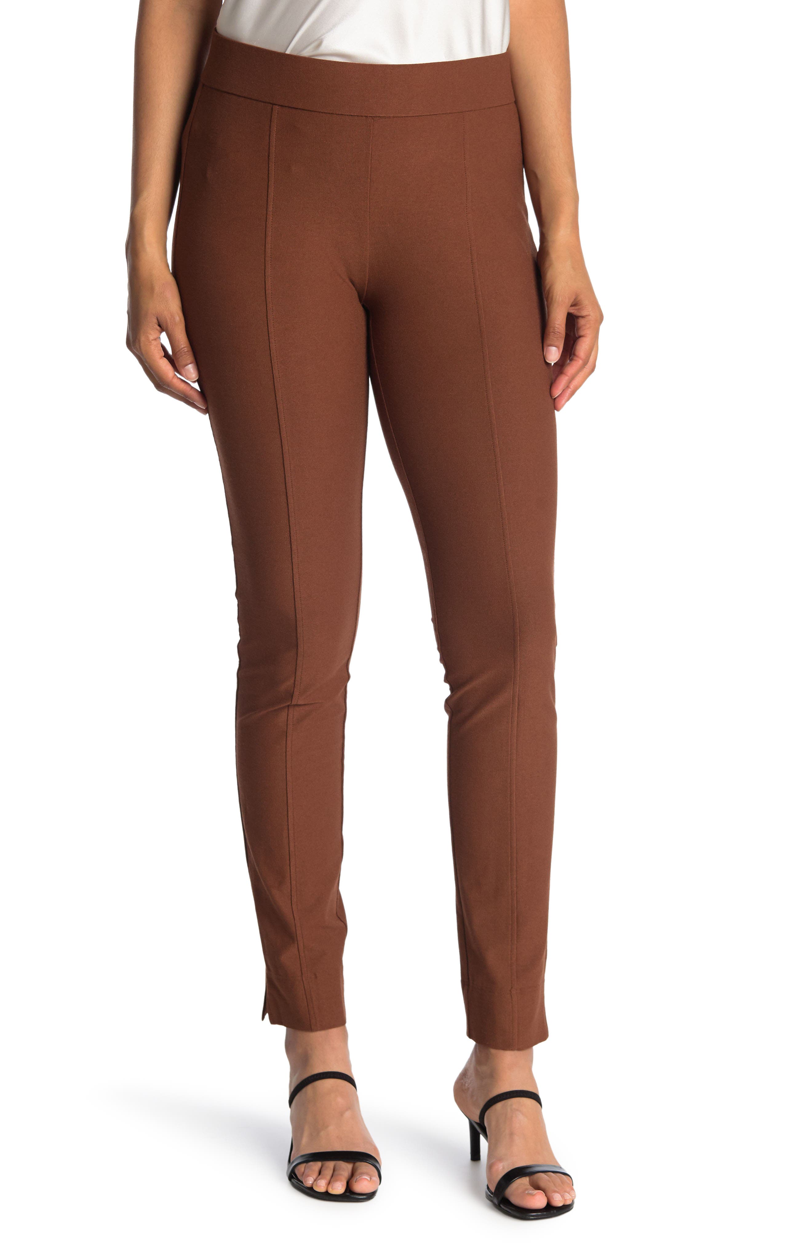 Eileen Fisher Stretch Crepe Pull-on Pants In Brown Overflow5