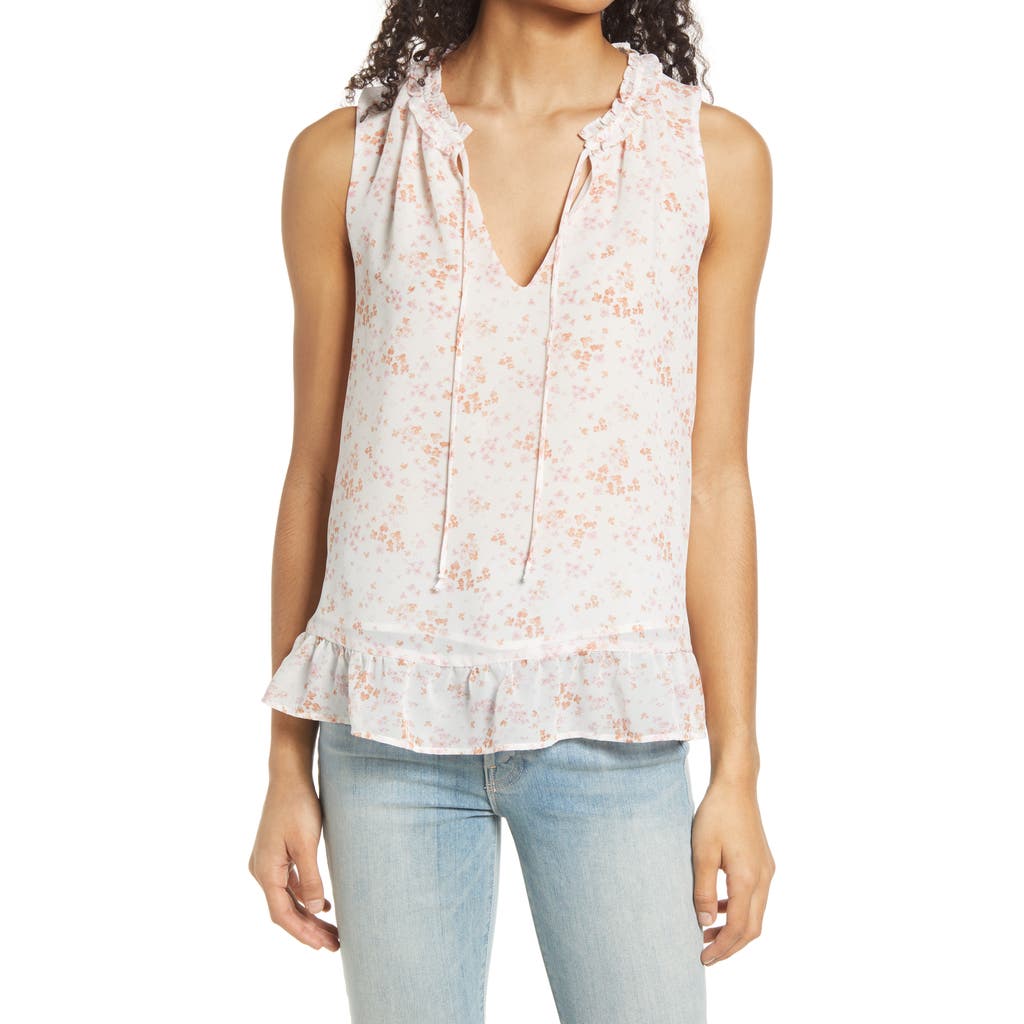 Gibsonlook Floral Ruffle Blouse In Ivory/blush Floral