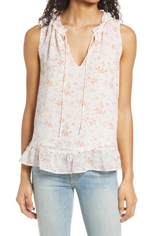 Shop Gibsonlook Floral Ruffle Blouse In Ivory/blush Floral