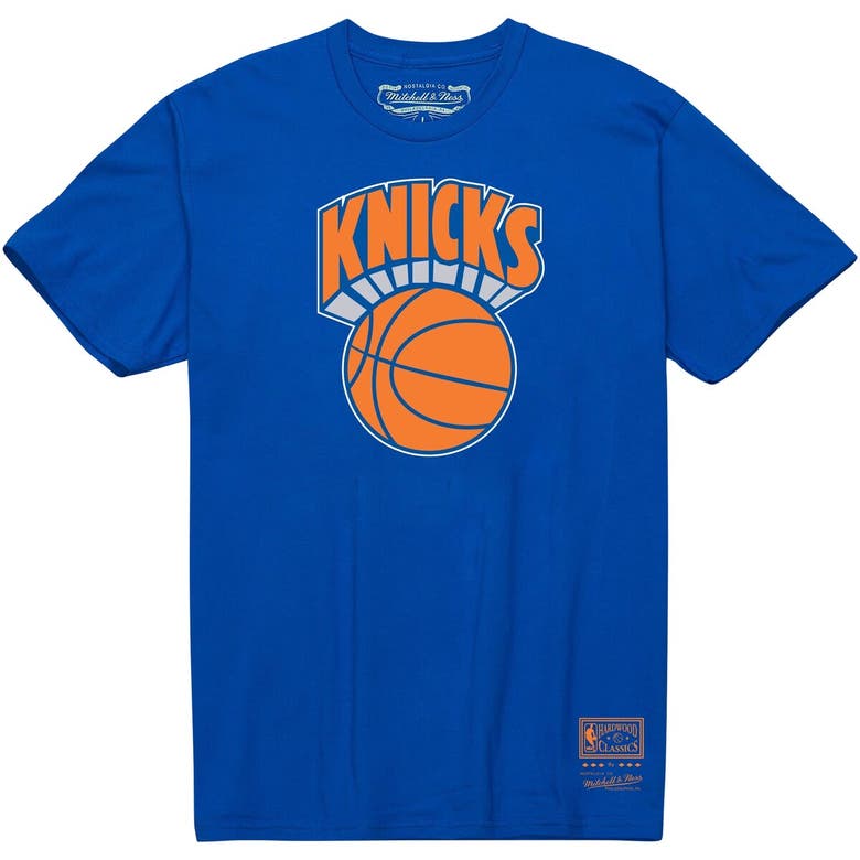 Shop Mitchell & Ness Royal New York Knicks Big & Tall Hardwood Classics Vintage Logo T-shirt