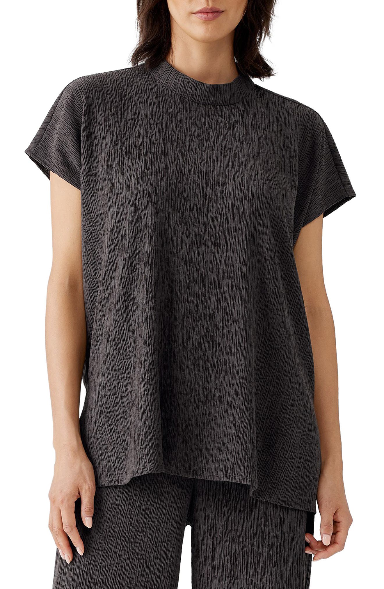 Eileen Fisher Mock Neck Cap Sleeve 