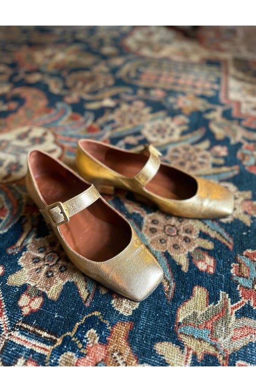Penelope Chilvers Low Mary Jane Flats In Gold